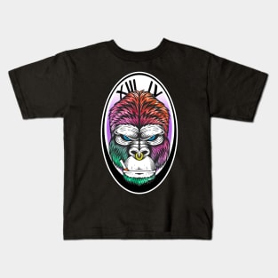 Angry Rainbow Gorilla Face Kids T-Shirt